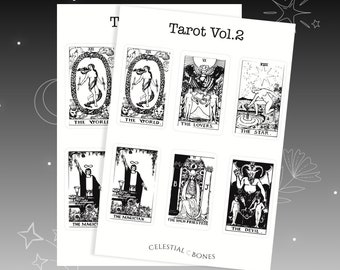 Tarot Cards Vol 2 | Vintage Sticker Sheets, Occult Stickers, Witchy Themed Sticker Sheet, Bullet Journal Stickers, Dark Stationery