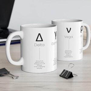 Options Greeks Mug: Stock Trader Gift, Options Definitions