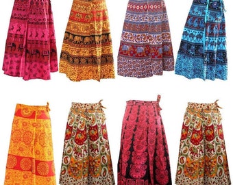 Wholesale Lot Indian Cotton Skirts Wrap Bohemian Summer Skirt Boho Hippie Skirt Wrap Indian Women Skirt Handmade Long Skirt