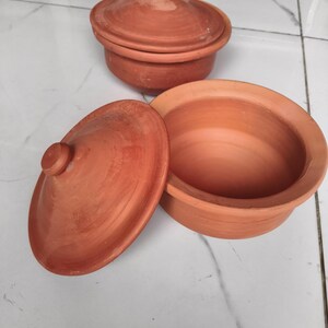 Handmade Unpolished Earthenware Pot with Lid Serving: Curd Pot, Dahi Handi