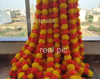 Artificial Marigold Flower Garland: Indian Wedding Decoration, Bulk Garlands