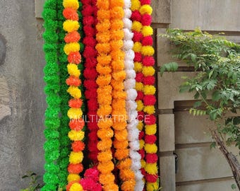 Artificial Marigold Garland Set Indian Wedding Decor Diwali Decorations Flower Backdrop Temple Hanging Festive Home Decor