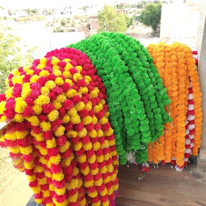 Wholesale artificial marigold flower garland Indian wedding decoration flower garland bulk garlands for HOME wall decor marigold flower