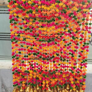 50 Stück mehrfarbige Pom Pom Girlande: Indische Hochzeit Mehndi Party Decor