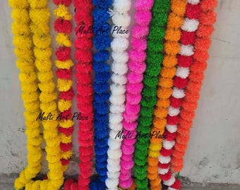 Artificial Marigold Garland Yellow Orange, Diwali Decor, Indian Wedding Decorations, Floral Backdrop, Mandap Hanging Garland, Festive Decor