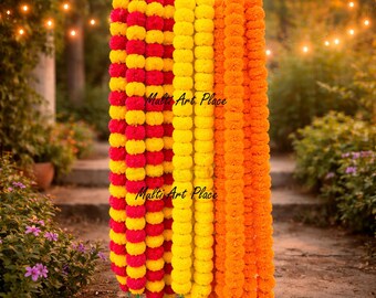 Home Decorative Garland Artificial Decorative Diwali Marigold Flower Garland Strings for Christmas Wedding Party Decoration