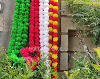 Indiase goudsbloemslinger voor decoratie, kunstmatige Genda Phool-snaren voor Diwali-decor, bruiloft Haldi Mehendi-achtergrond, Housewarming Pooja