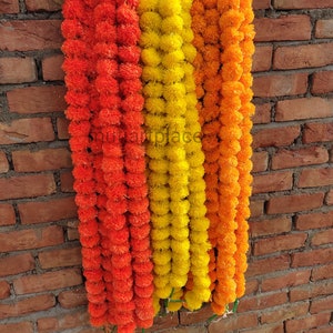 100 Pc SALE ON Indian Mix Color Artificial Decorative Deewali Marigold Flower Garland Strings for Christmas Party Wedding Decoration Diwali