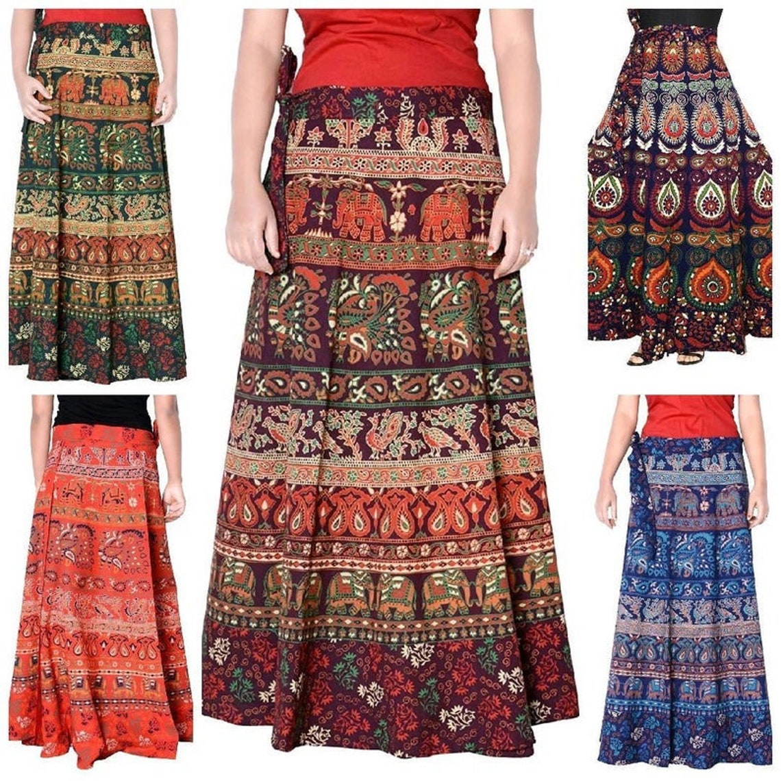Indian Wrap Maxi Reversible Skirt Cotton Long Skirt Boho Long Etsy