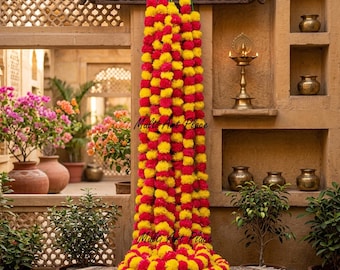 Marigold Flower Garland, Wedding Backdrop Decor, Decoration, Diwali Garland, Mehndi Haldi Decor, Indian Festival