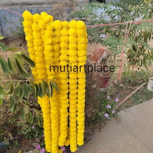 100 PC FREE SHIPPING  Marigold Flower Garland for Indian wedding decoration ,Haldi Decor Temple Decoration,Stage ,Diwali  ,Door Decor Toran