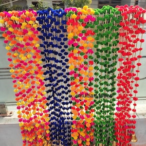 200 Pcs Pom Pom Garlands Indian Garlands String Indian Wedding Decorations Haldi Mehandi Decorations party