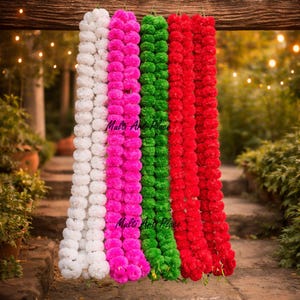 Artificial Marigold Flower Garland | Colorful Genda Phool Strings, Indian Wedding Backdrop, Haldi Mehendi Decor, Diwali Decoration Toran