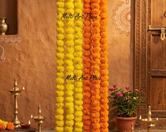 Artificial Marigold Garland Set Indian Wedding Decor Diwali Decorations Flower Backdrop Temple Hanging Festive Home Decor