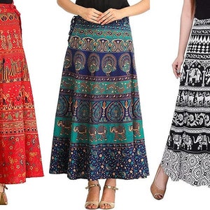 Indian Cotton Skirt For Wholesale Lot Handmade Reversible Wrap Skirt Women Summer Skirt Bohemian Skirt Beautiful Cotton Skirt