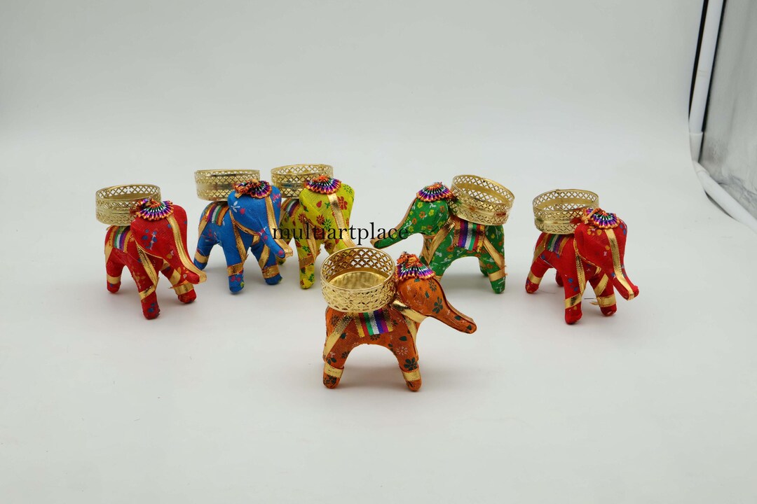 Hand Stitched Indian Elephant Tea Light Holder: Home Decor - Etsy