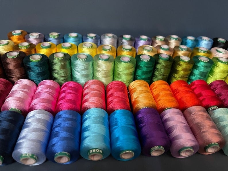Shades of Green Silk Thread Assorted 10 Color Art Silk Thread, Art