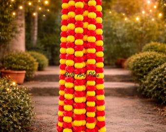 Colorful Garland for Diwali Decor, Indian Wedding Decoration, Marigold Garland Hanging, Door Toran, Mandap Backdrop, Home Festival Decor