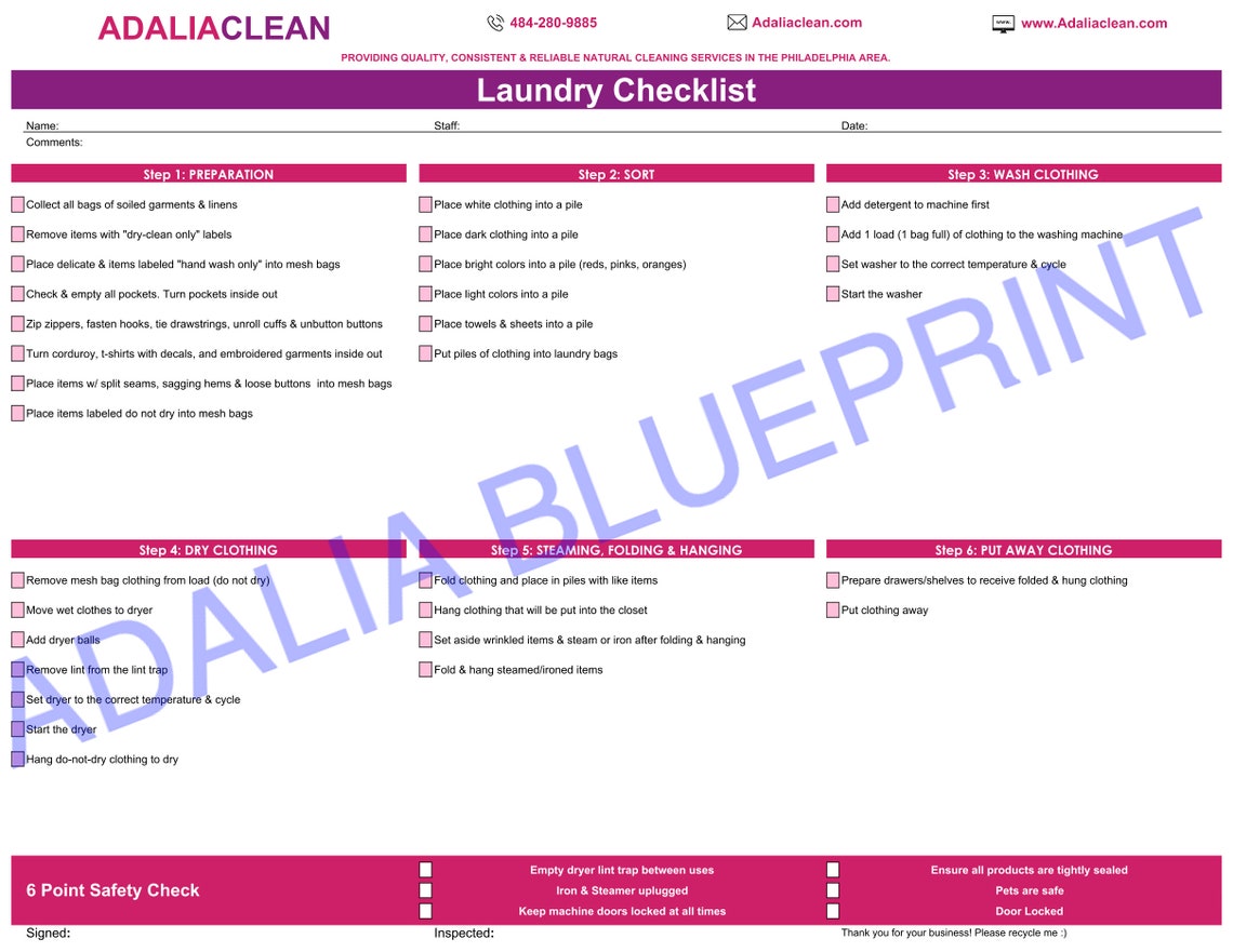 Laundry Checklist Gray Printable Etsy