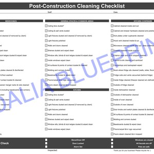 Post-construction Cleaning Checklist printable - Etsy