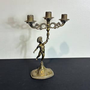 Vintage Cherub Candle Holder | Vintage French Three Candle Candelabra