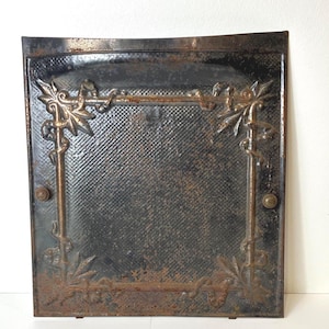 Antique Metal Fireplace Insert Panel