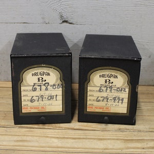 Pair of Vintage Pharmacy Boxes | Prescription File Boxes