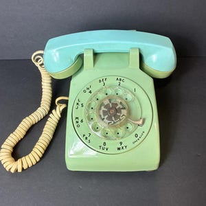 Vintage Green and Aqua Rotary Phone by Western Electric