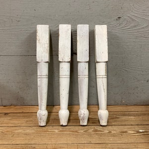 Set of 4 Weathered Distressed 11.5&quot; Tall Wood Table Legs | Spindles