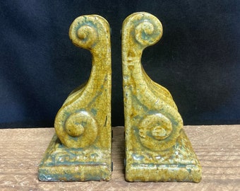 Pair of Vintage Ceramic Corbels | Architectural Salvage | Ceramic Cornice Brackets