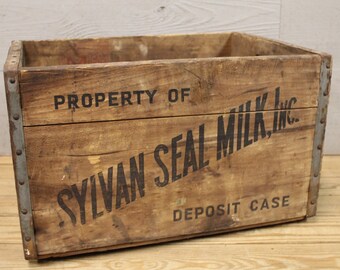 Antique Wooden Advertising Crate "Sylvan Seal Milk"