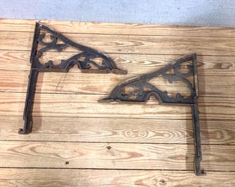 2 Vintage Cast Iron Brackets | Cast Iron Architectural Salvage