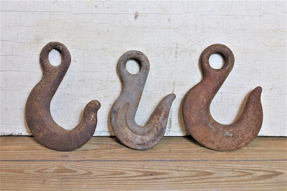Set of 3 Large Vintage Chain Hooks Tow Hooks Hat Rack Hooks 