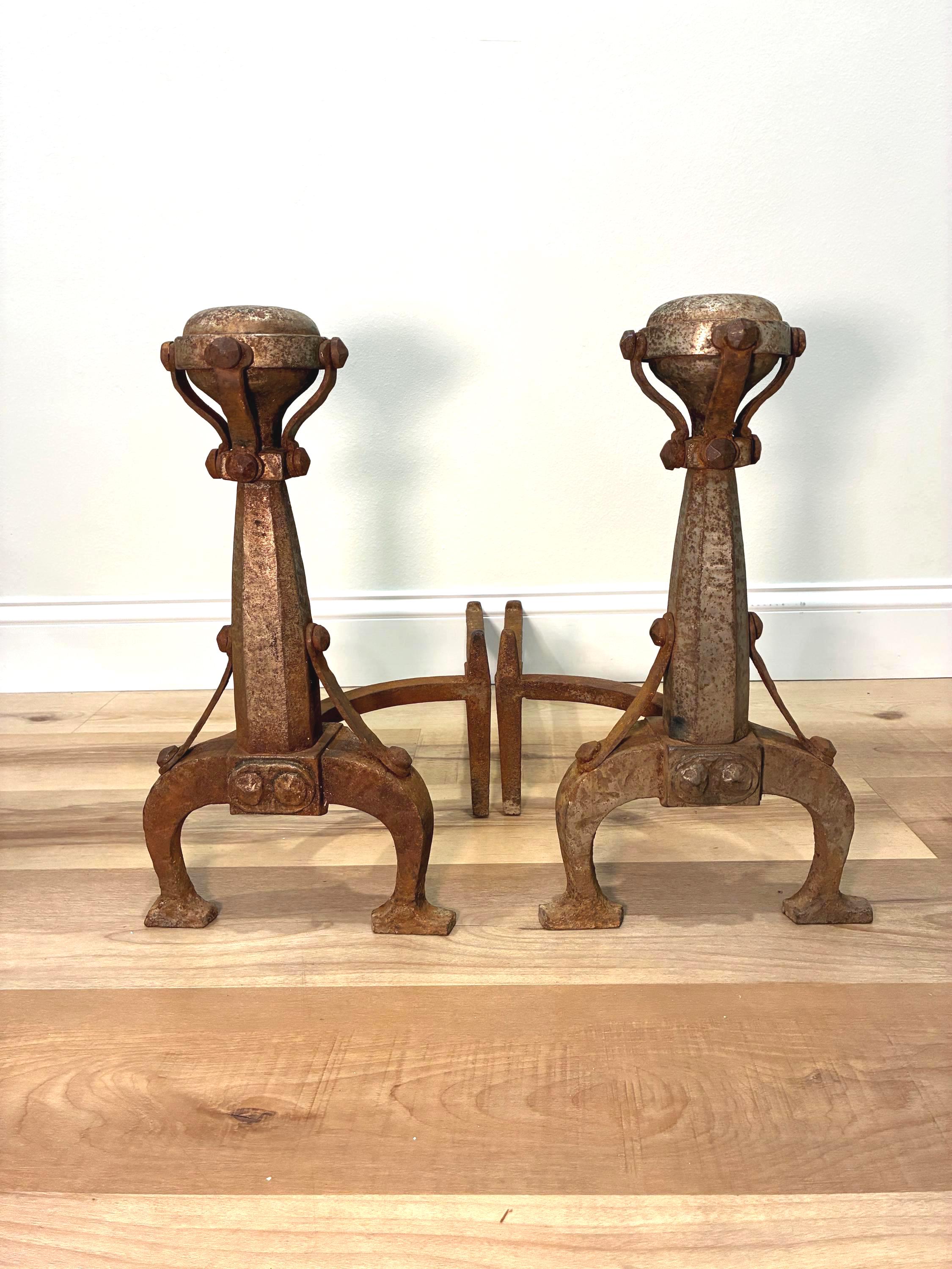 chenets anciens fonte décor orientaliste zouaves cast iron