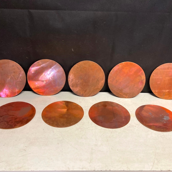 Discos de cobre vintage de 8 pulgadas de diámetro / Juego de 9