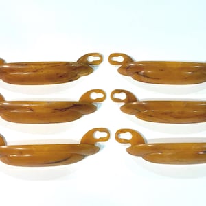 RARE 6 Vintage Art Deco Waterfall Bakelite Drawer Pulls Inserts | Set of 6 | Vintage Furniture Hardware Parts