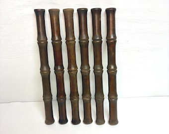 6 Faux Bamboo Style Vintage Wood Spindles | Furniture Parts | Table Legs