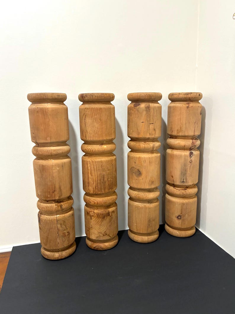 Large Brown Rounded Columns 4 Vintage Pine Columns | 22.5