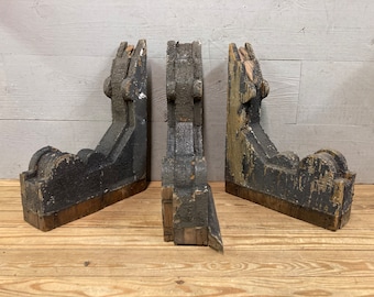 3 Antique Wooden Corbels | Architectural Salvage | Cornice Brackets