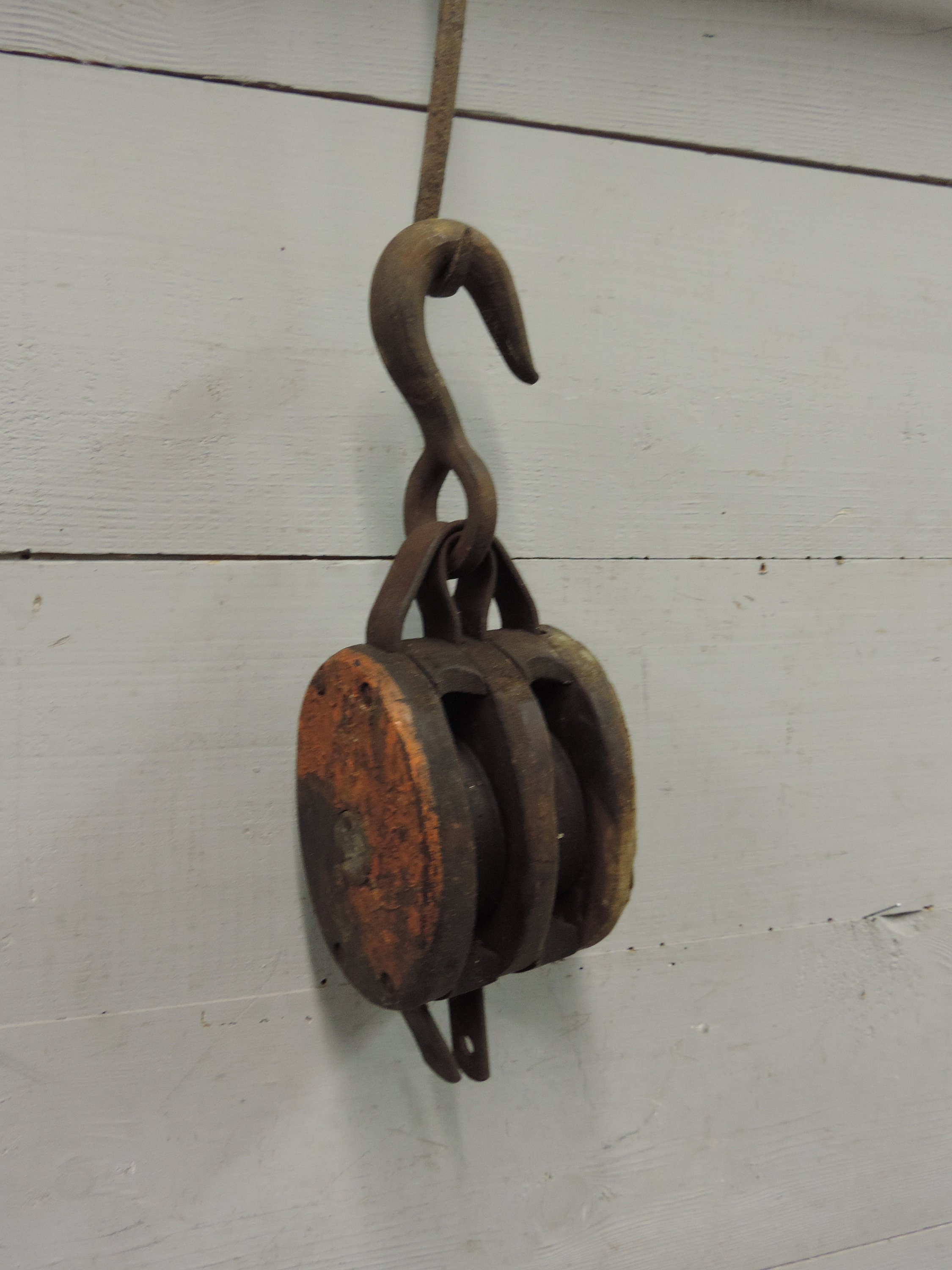 Vintage Wooden Pulley Block and Tackle Etsy