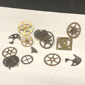 12 Vintage Brass Gears and Cogs| Clock Parts and Steampunk Components