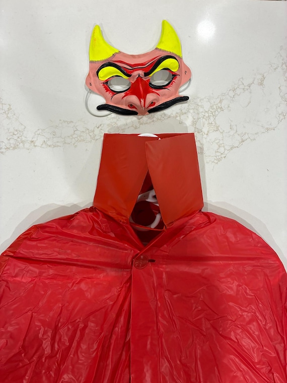 Vintage Child's Devil Mask and Cape Halloween Costume | Vintage Halloween
