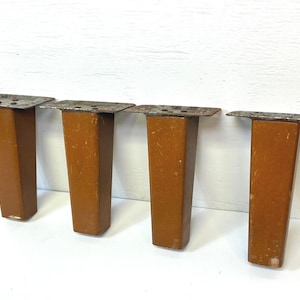 Four Tapered 6&quot; Tall Vintage Wooden Furniture Legs with Mounting Brackets
