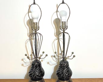 Pair of Retro Atomic Midcentury Table Lamps | MCM Table Lamps | Vintage 1950-1960s Retro Lamps | Midcentury Lighting