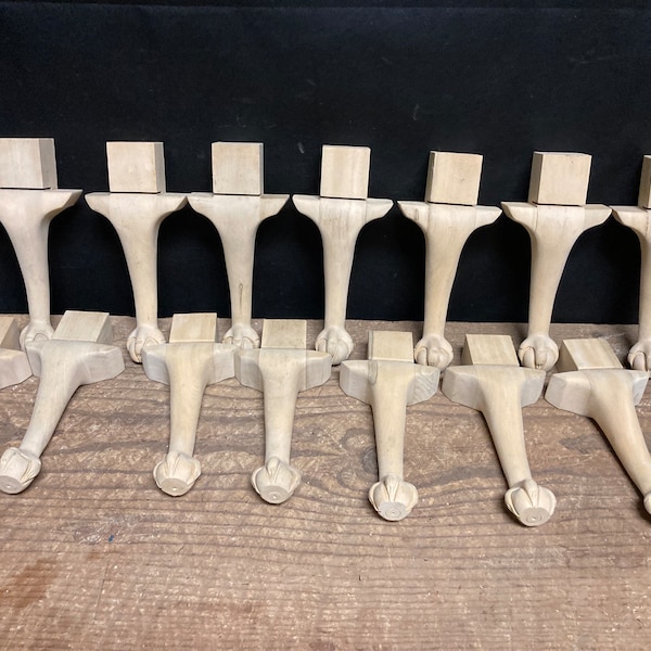 14 Carved Wood Unfinished Cabriole Furniture Feet | Table Legs