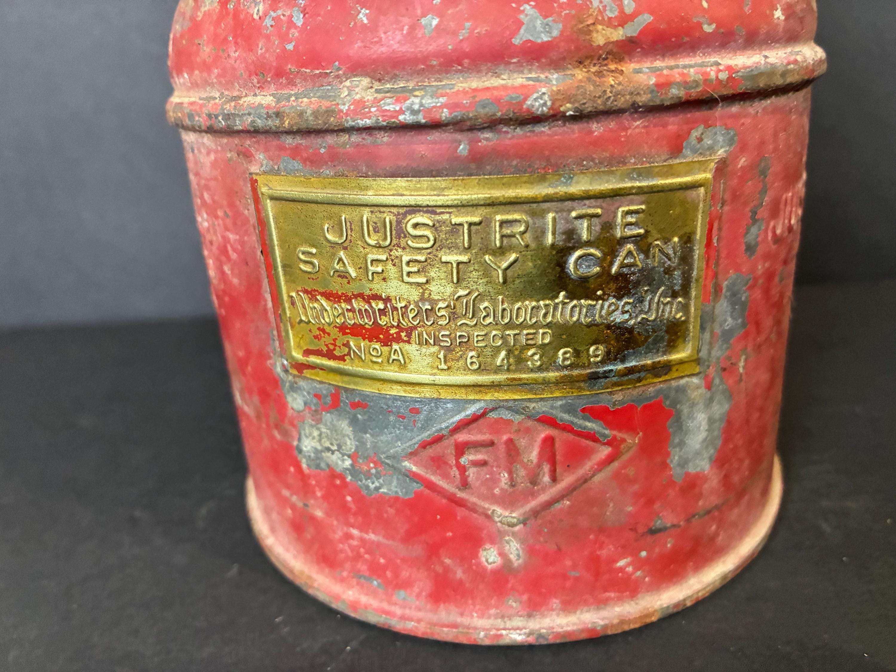 Rare Tiny Vintage Metal Safety Gas Can | Justrite Mfg Co | Made in