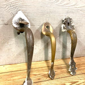 3 Antique Solid Brass Door Handles | Architectural Salvage Door Hardware