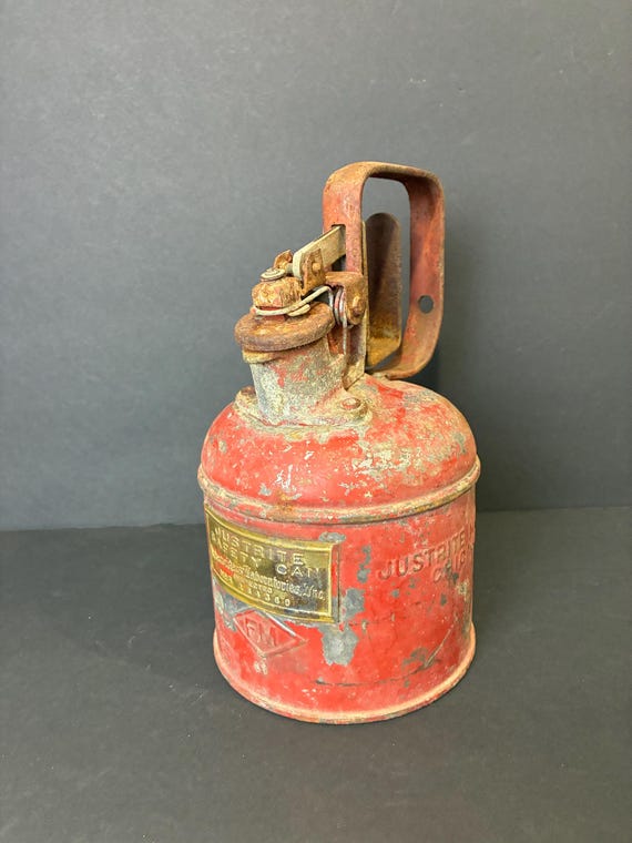 **KojiچY 　JUSTRITE社　ビンテージセーフティー缶 Rare Tiny Vintage Metal Safety Gas Can | Justrite Mfg Co | Made in