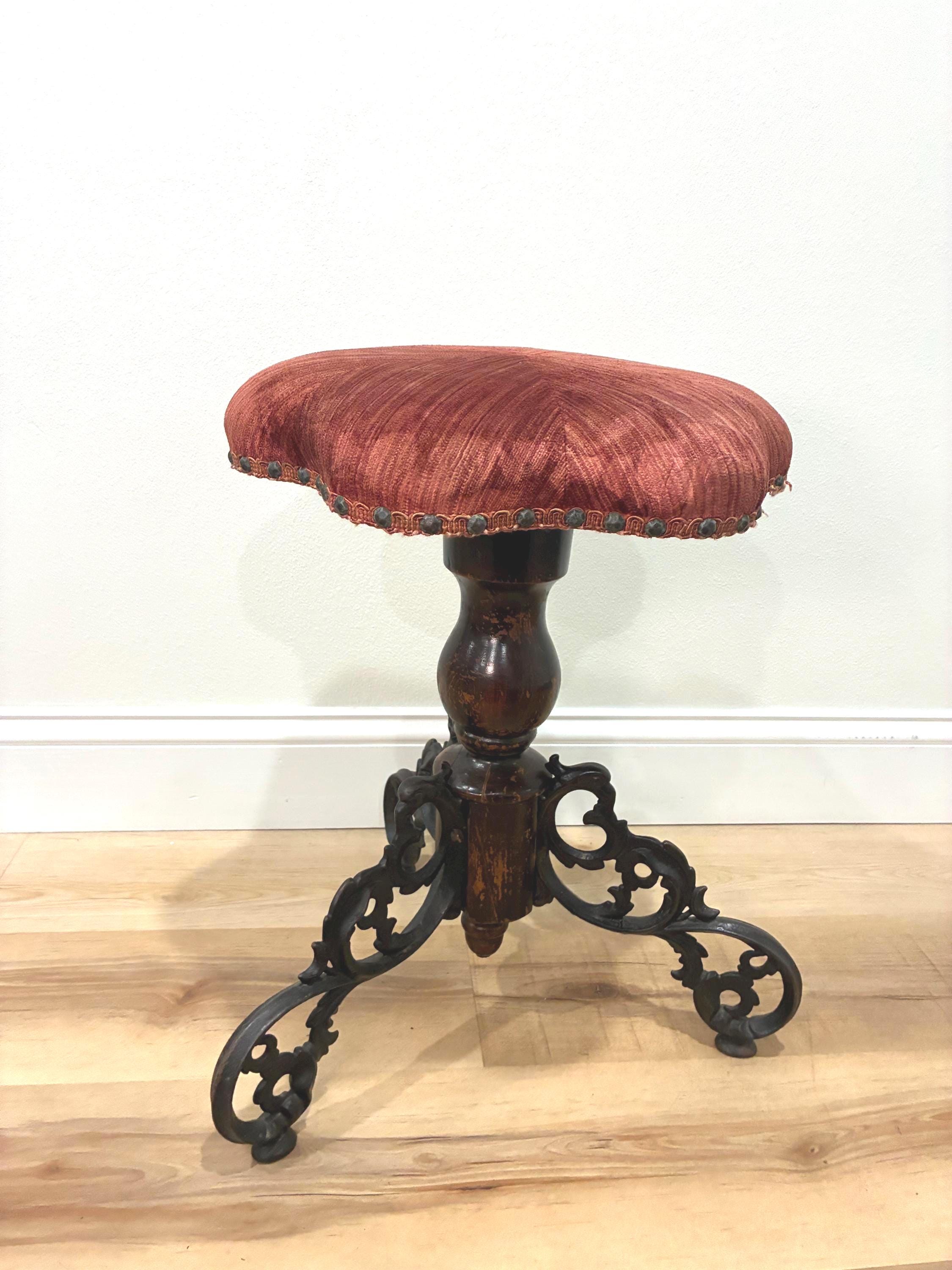 Antique Victorian Piano Stool With Cast Iron Legs - Etsy