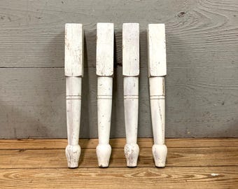 Patas de mesa de madera con aspecto envejecido y desgastado de 29 cm de altura - Juego de 4 / Husillos